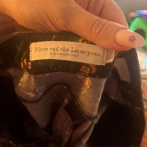 Anthropology floral corduroy pants